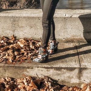 besha faux suede block heel bootie